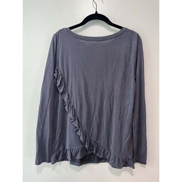 Loft Gray Long Sleeve Ruffled‎ Womens Top Size S - Picture 4 of 9